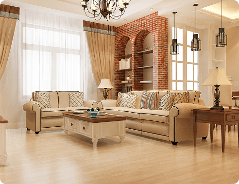 Cozy furnished living room interior