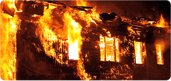 Building engulfed in fire